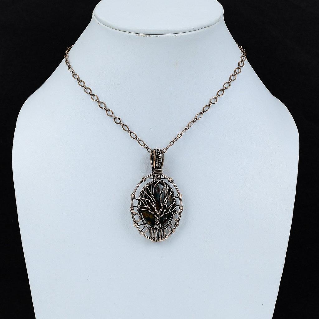 Tree Of Life Bloodstone Pendant Copper Wire Wrapped Pendant Gemstone Pendant Copper Jewelry Handmade Jewelry Birthday Gift Elegant Pendant