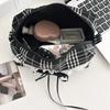 Sweet Causal Black White Checkered Makeup Bag for Schoolgirl Lace Korean Ins Style Large Cosmetic Case Cute Travel Organizer