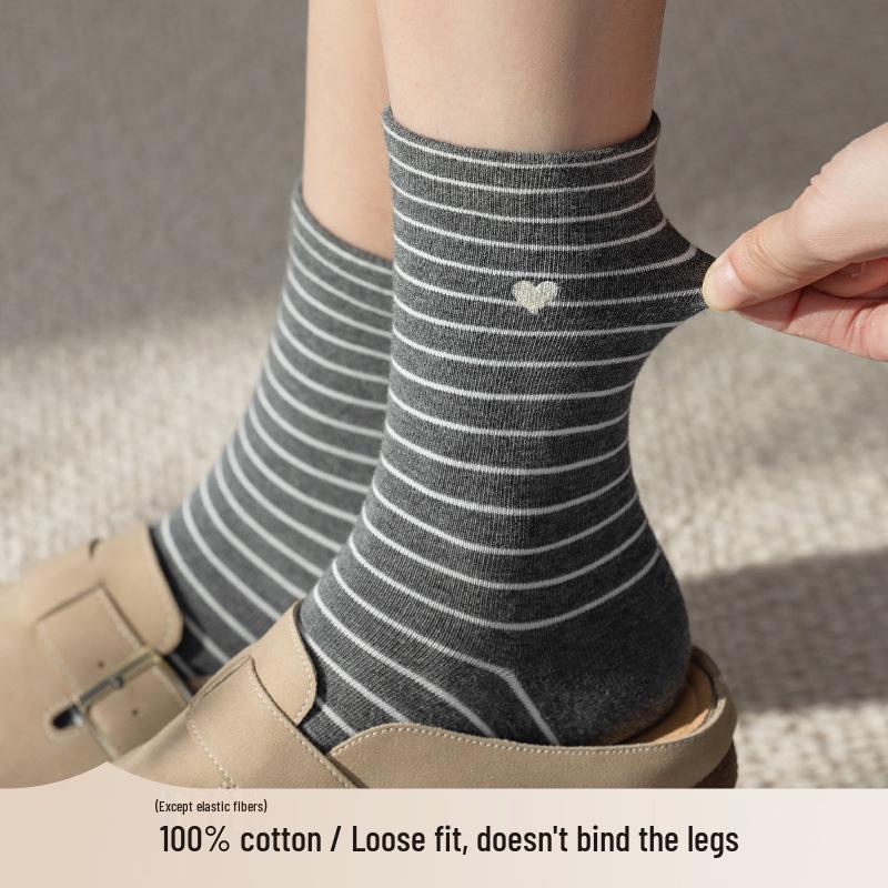 Women's 100% Cotton Mid-Calf Seamless Scrunch Socks - New Autumn/Winter Collection