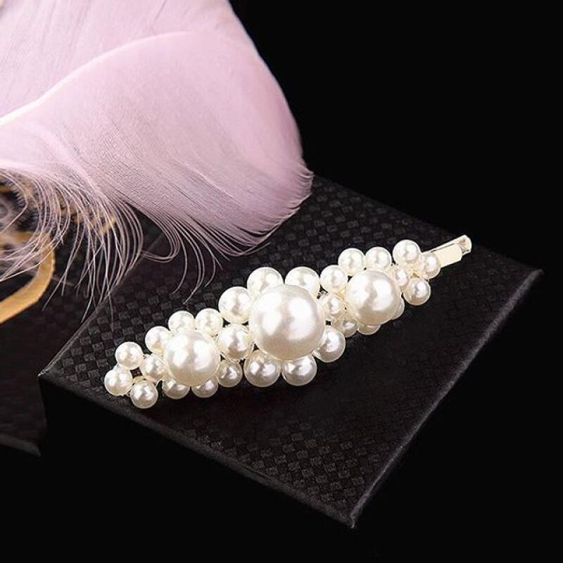 Hair flower pearl pin Color random