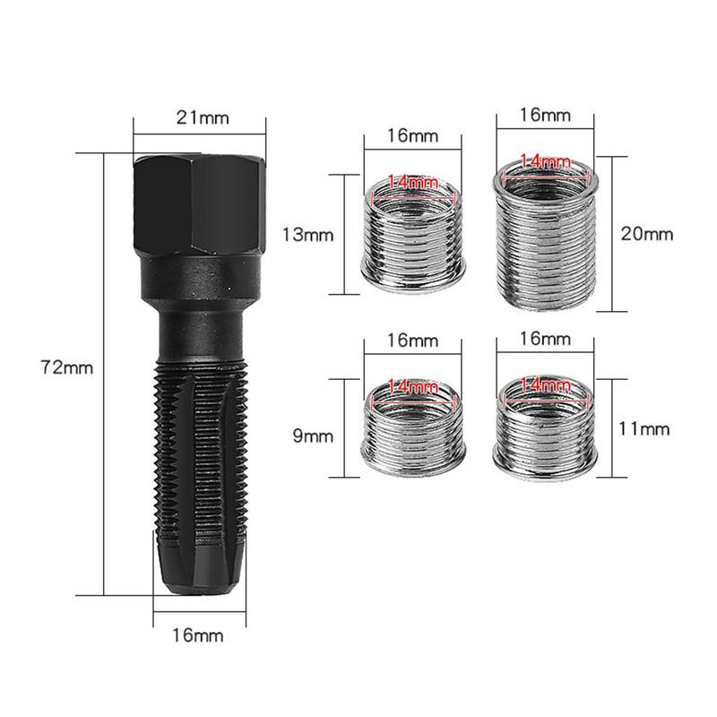 M14*1.25 Spark Plug Thread Repair Tool Car Spark Plug Rethreading Helicoil Thread Repair Kit Spark-Plug Hole Sleeve Parts