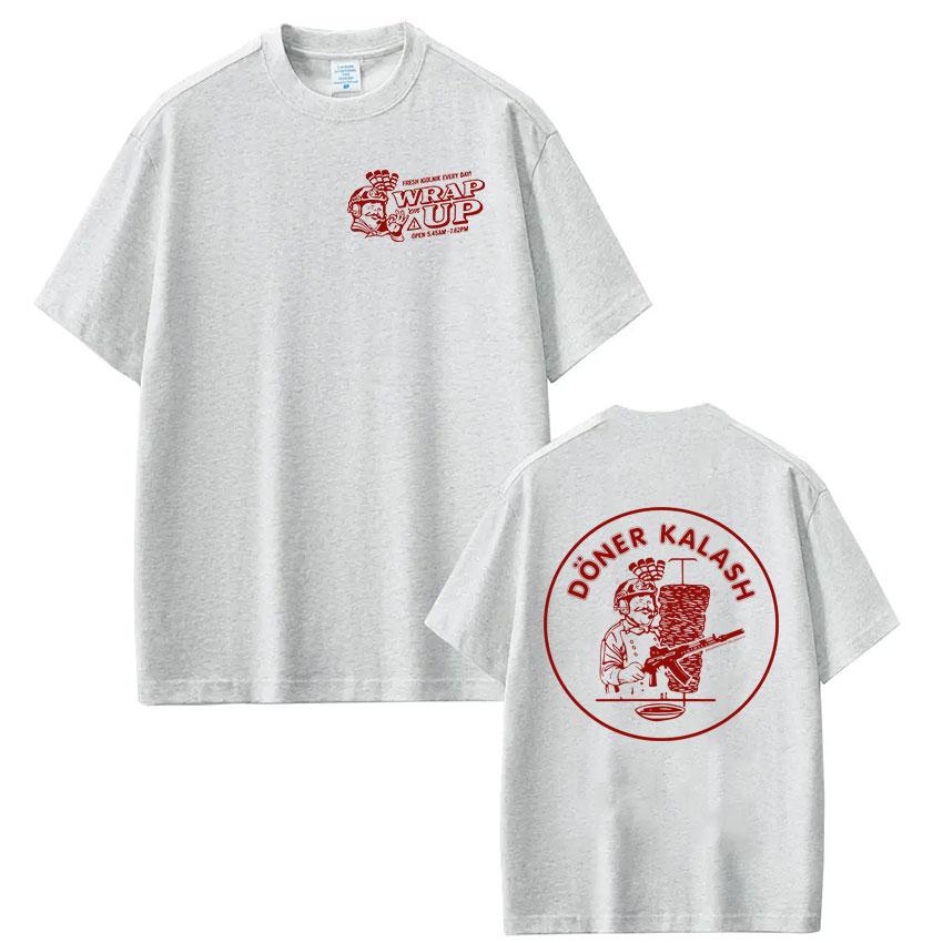 Doner Kebab Kalash Funny Meme 100cotton mens shirt Vintage ONeck Short Sleeve Harajuku womens summer fashion oversized Tshirt