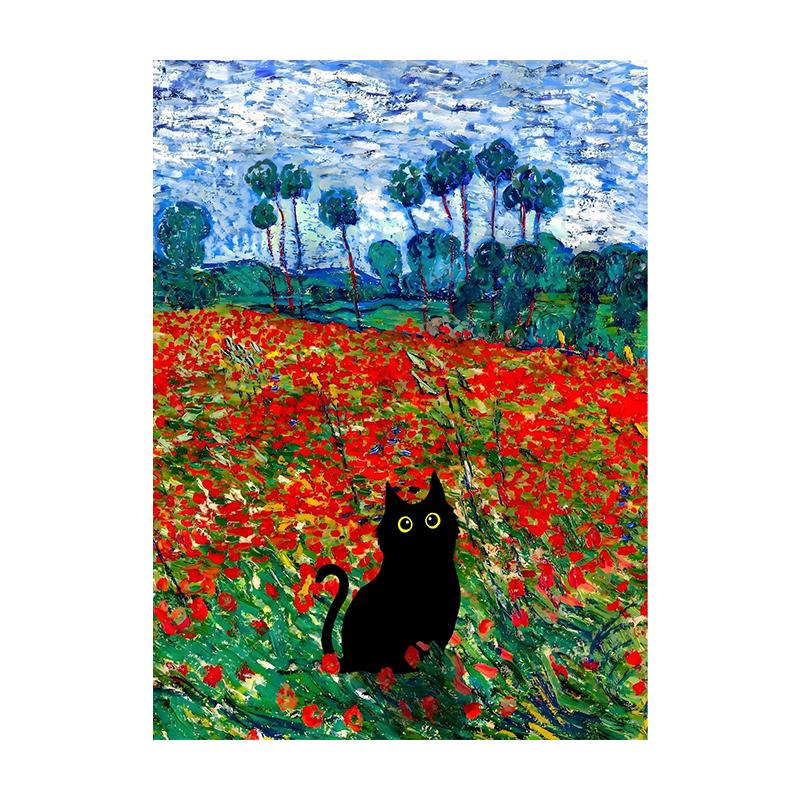 Van Gogh Black Cat Sunflowers Funny Art Matisse Monet Canvas Painting Posters And Prints Wall Pictures For Living Room Decor