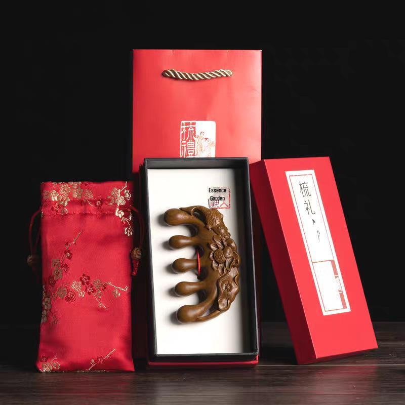 Ancient Style Rosewood & Green Sandalwood Massage Comb Gift Set
