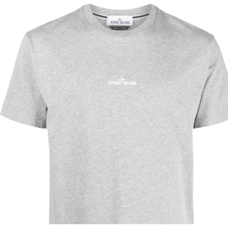 Stone Island Ss22 Solid Color Logo Letter Print Cotton Short Sleeve T-Shirt Men tops Gray 76152NS94-V0M64