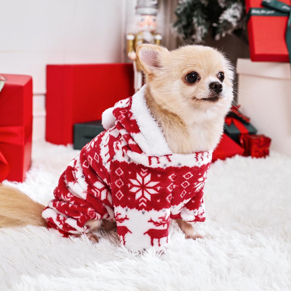 Pet Clothes for Dogs and Cats Christmas Puppy Jumpsuit Hoodie Coat Vest Coral Fleece Winter Warm