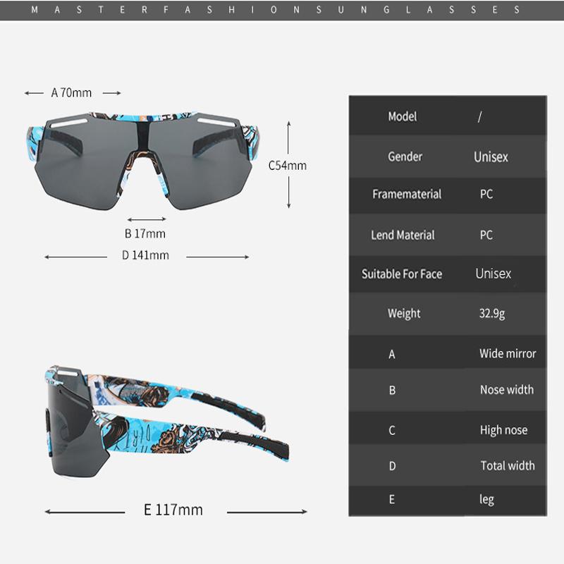 Hot Fashion Sun Cycling Mirror Super Large Frame Windproof And Eye Protection Dazzling Men's And Women's Sports Mirror 9921