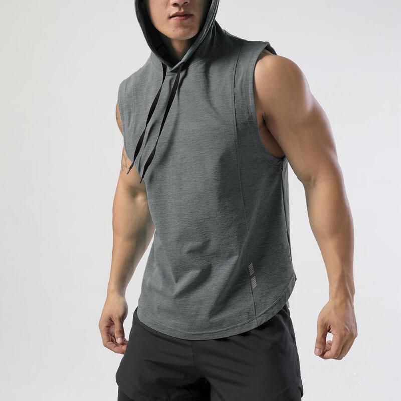 OEING Men's Hooded Sleeveless Quick-Dry Fitness Vest