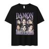 Damon Salvatore Ian Somerhalder TV-Drama Muster T-Shirt für Damen Retro Gothic Mode Übergroßes T-Shirt für Damen Streetwear