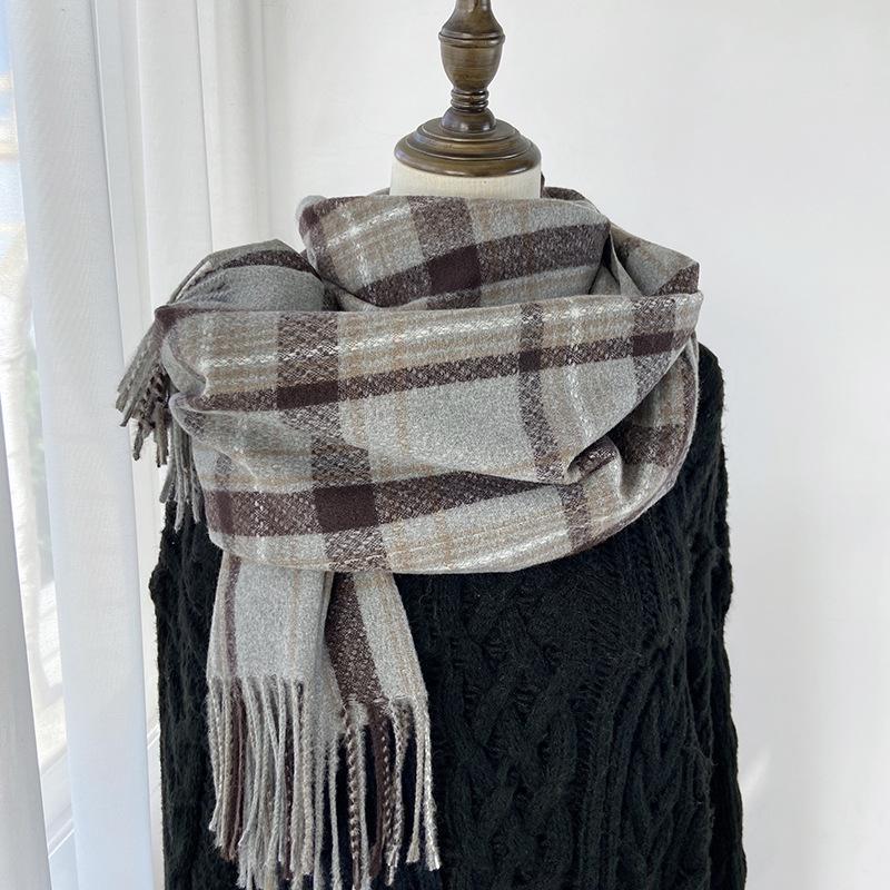 

Осень и Зима Новый Шарф Женский Зимний Шарф Утолщенный Теплый Имитация Кашемира Клетчатая Шаль