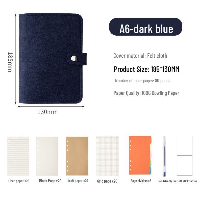 Available: A5/A6 Felt Loose-Leaf Notebook - Retro Original Planner with Buckle, Simple Stylish Stationery.