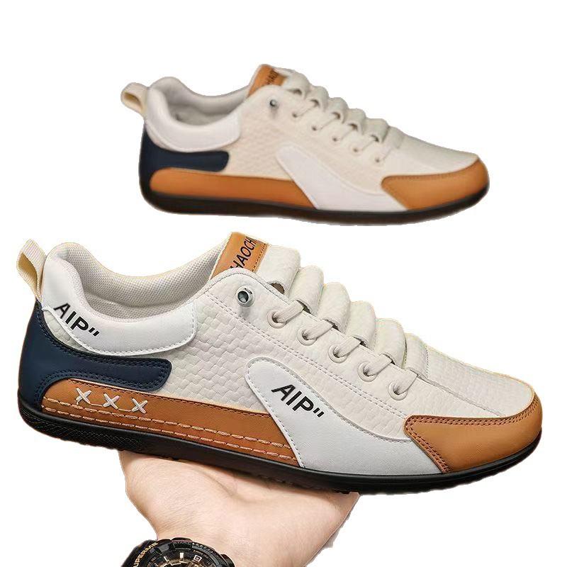 Autumn new men's shoes fashion versatile sports casual leather shoes soft sole light lazy Doudou shoes