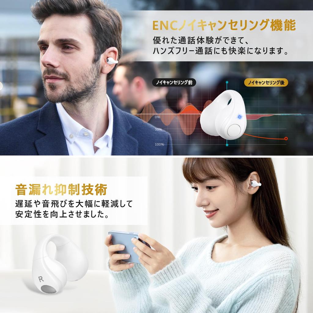 Wireless Earbuds with Bluetooth 15mm Independent Left and Right ENC Noise Siri and Automatic Wide Compatibility Open-Ear 5.3, Drivers, Control,