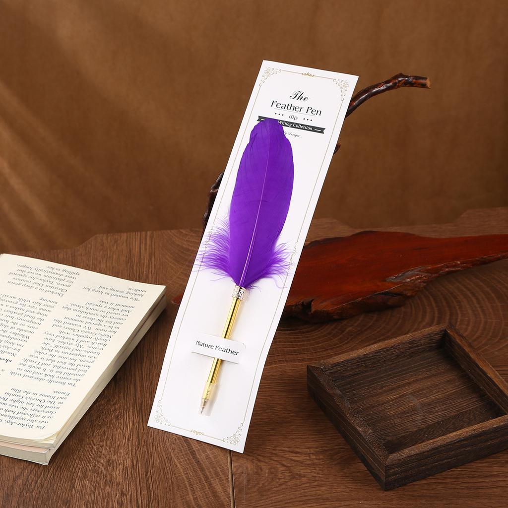 Feather Ballpoint Pen Creative Retro Goose Feather Shape Ballpoint Pen Cute Puzzle Student Stationery