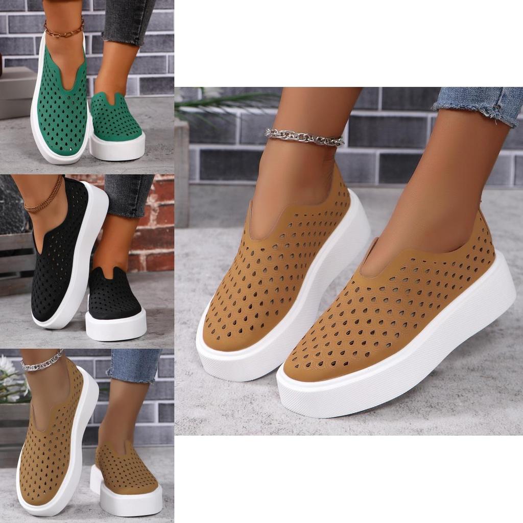 Stylish Casual Breathable Round Toe Womens Slip-on Platform Shoes For Summer