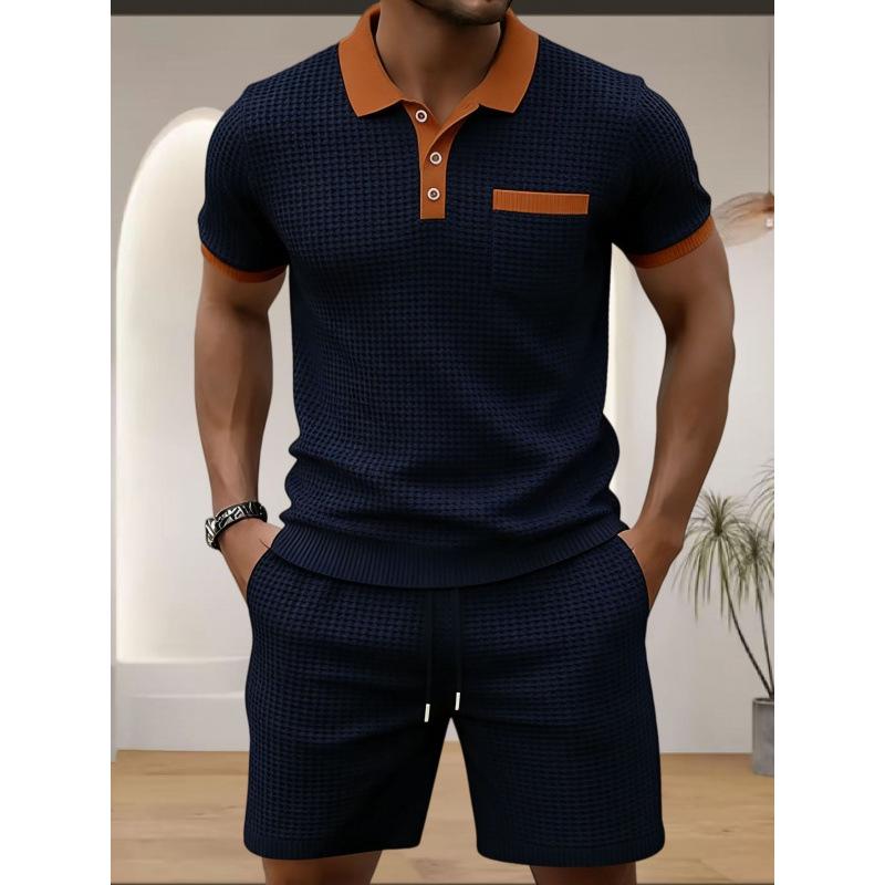 Herren Sommer Kurzarm Poloshirt & Freizeit Sportbekleidung Set - Atmungsaktiv, Bequem, Vielseitig, Lockere Passform