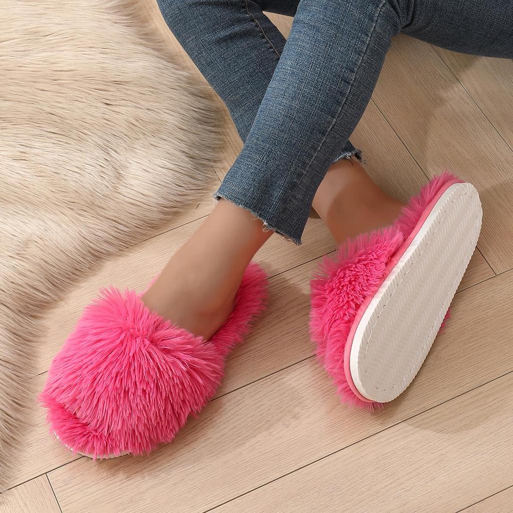 Women's 2024 Fuzzy Open-Toe Slippers – Spring & Autumn Candy Colors