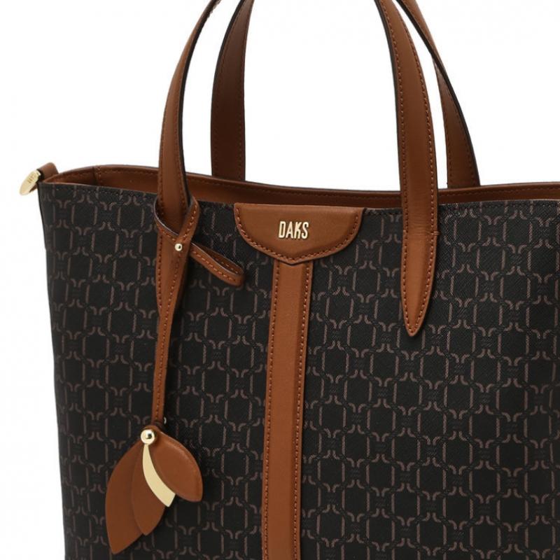 Daks Modern Tote Bag With Brown Barnett Dd Pattern Leather Dcba6e862w3