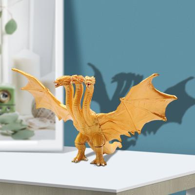 Yousheng Golden Three Headed Dragon Figure Cool Plastic Realistic Flying Dragon Action Figurine Model Ornament Toy Desktop Decoration Boys Kids Adults