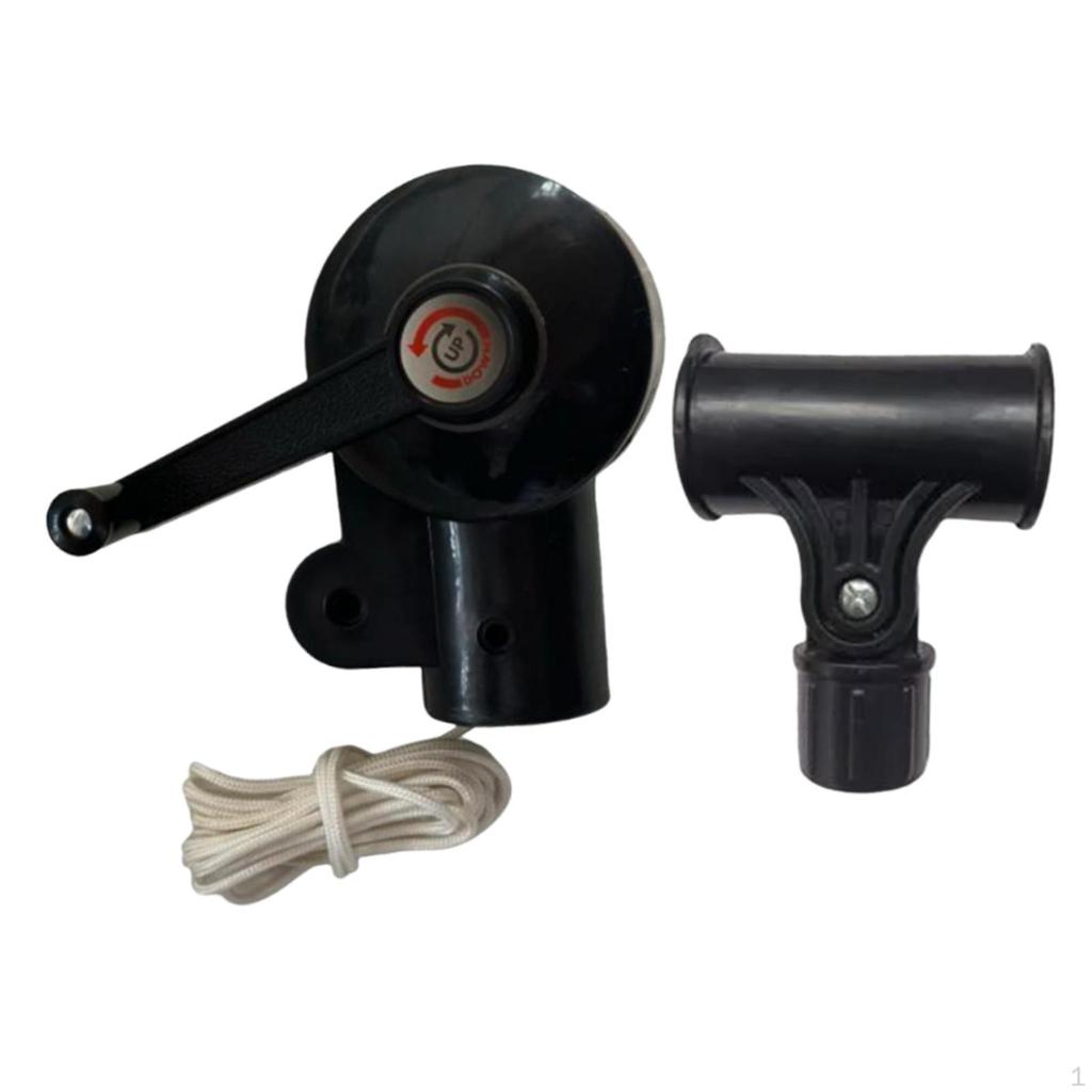 Assembly of Crank Handle and Steering Bracket for Outdoor Umbrella in Garden Setting