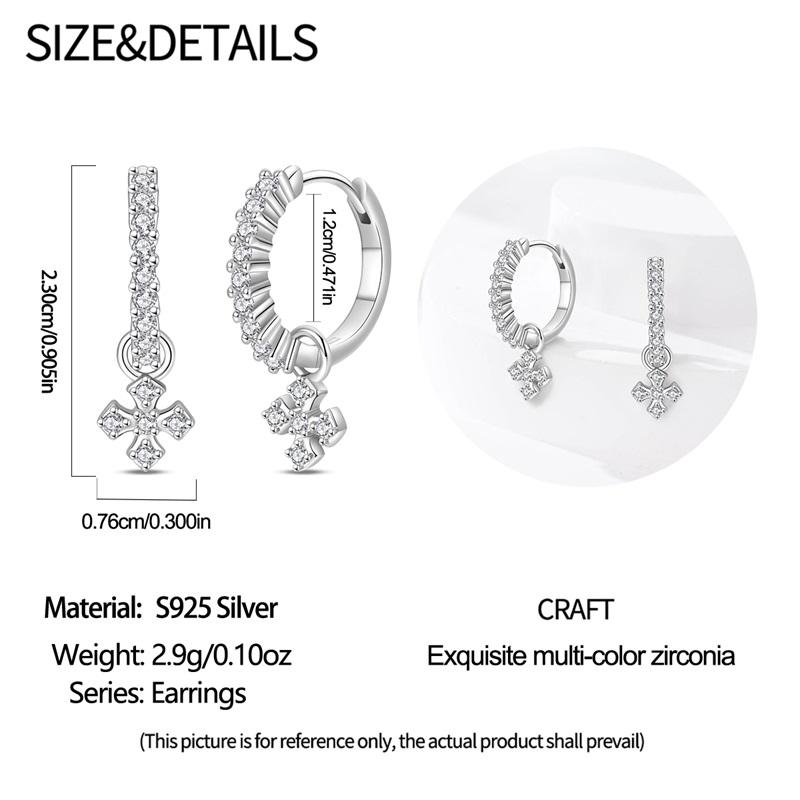 Snowflake Zircon Earrings Star Petal 925 Sterling Silver Women Zircon Ear Studs Sparkling Pave Hoop Earring Jewelry Gift