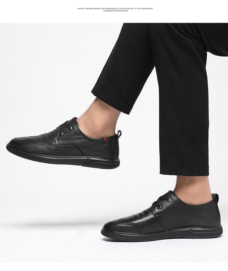 FashionAutumn New Designer Men's Dress Shoes Fashion Black Casual Leather Shoes for Men Korean Lace Light Loafers Male