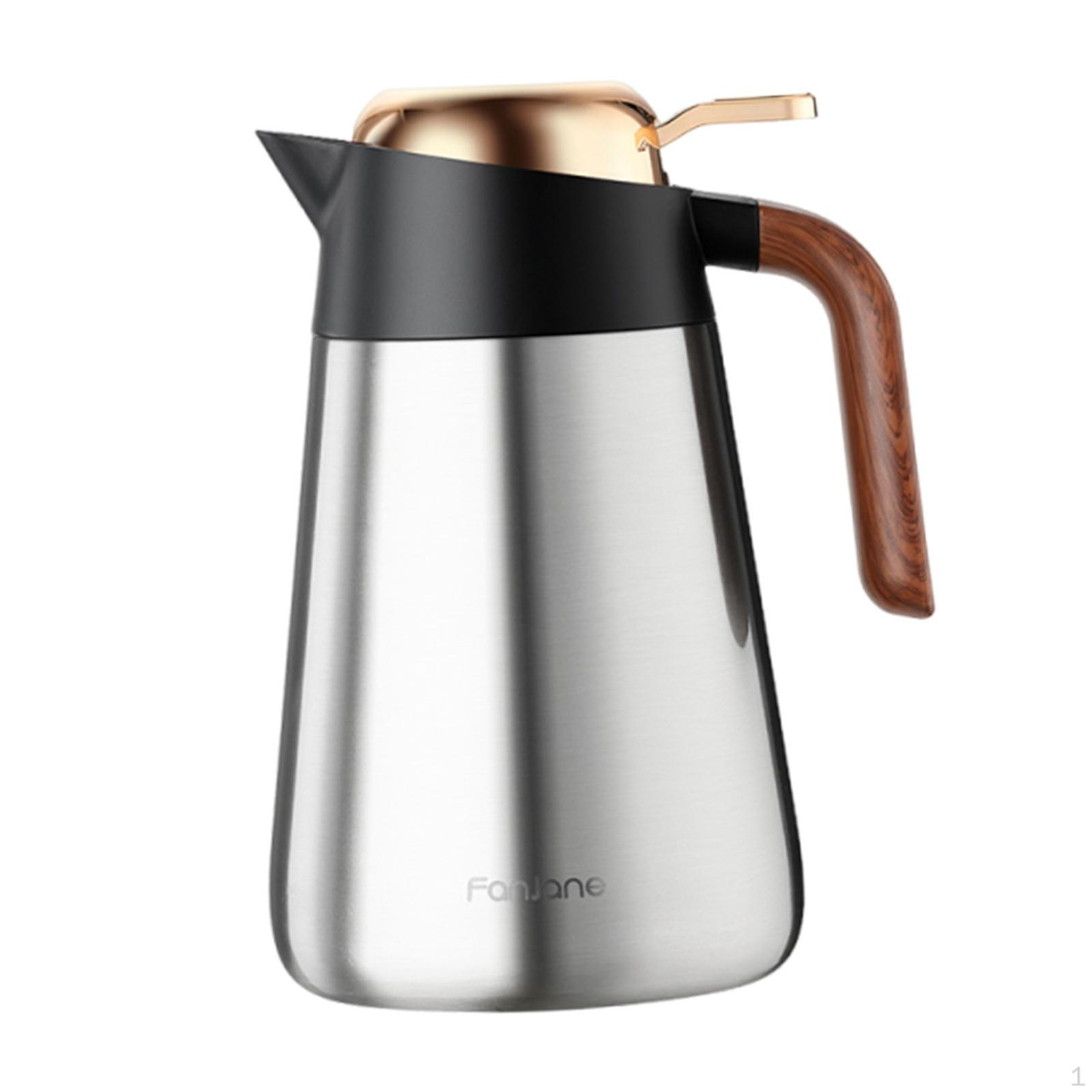 

Insulated Pitcher 1600ml Capacity Sealed Lid V Pour Stainless Steel Thermal Coffee Carafe for Tea серебряный