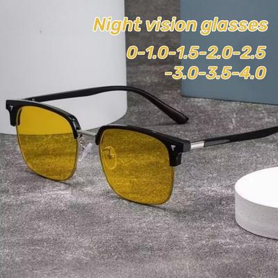 New Night Vision Myopia Glasses Men's Fashionable Square Frame Anti-glare Glasses for Driving Day and Night Yellow Glasses