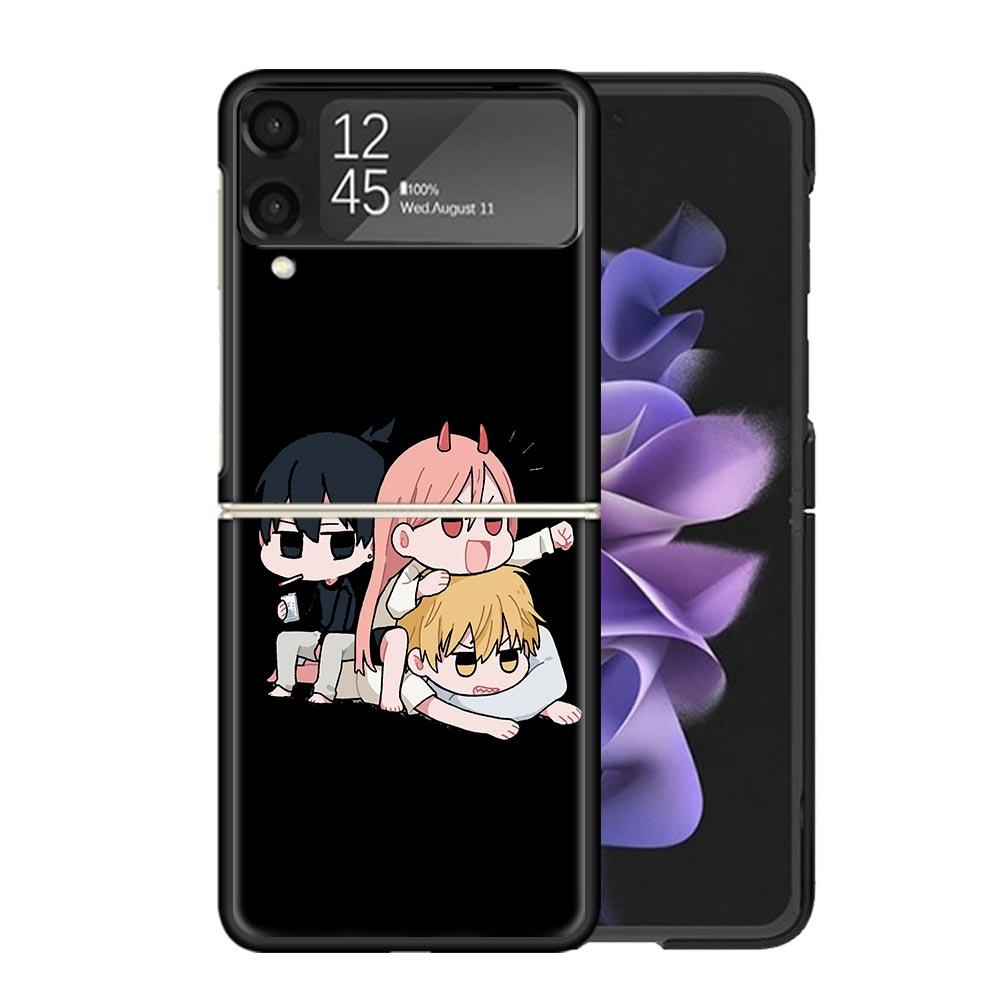 Chainsaw Cartoon Clear Phone Case For Samsung Z Flip 7 6 5 4 3 Galaxy ZFlip7 ZFlip6 ZFlip5 ZFlip4 ZFlip3 5G Print Cover Coque Z