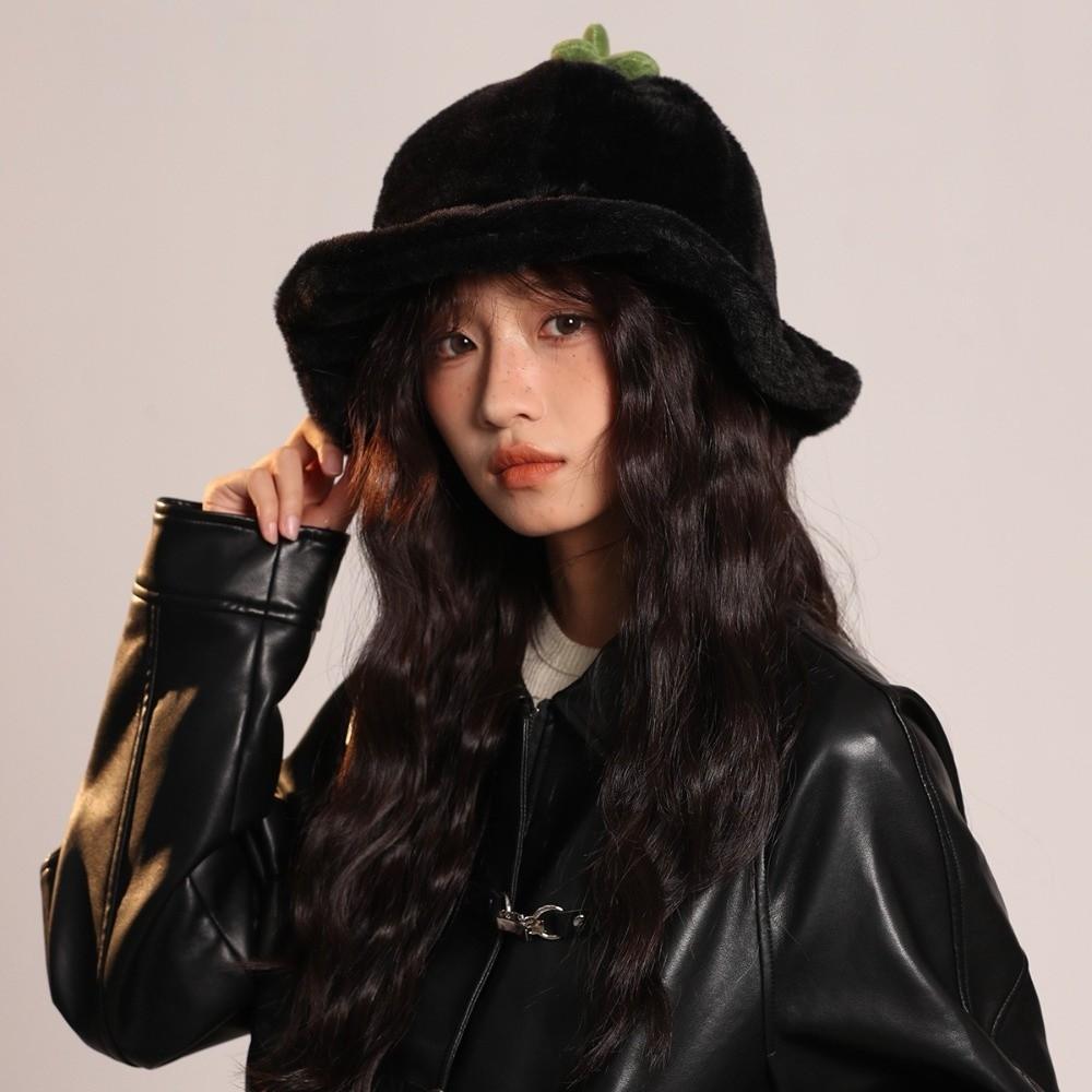 Tomato Winter Fisherman Hat Rolled-up Beanie Hat Cute Plush Bucket Hat  Outdoor