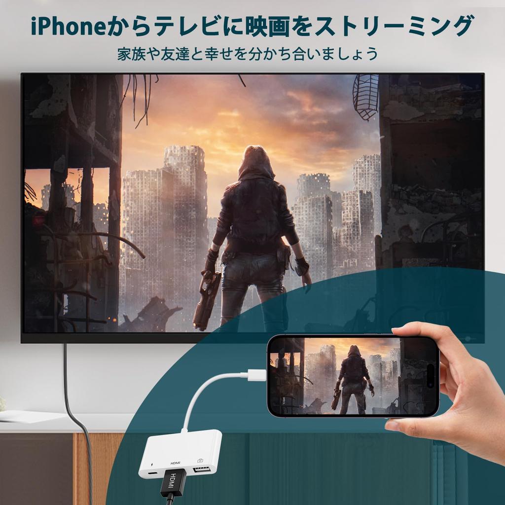 iPhone HDMI Conversion 1080P HDMI Port USB Port Lightning Fast PD Charging Lightning to USB Camera Bidirectional Transfer for iOS 13 and Camera Card