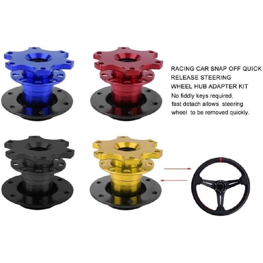 BestTeam Universal Steering Wheel Snap Off Quick Release Hub Adapter Boss Kit With 6-Hole Steering Wheel Hub (Red)
