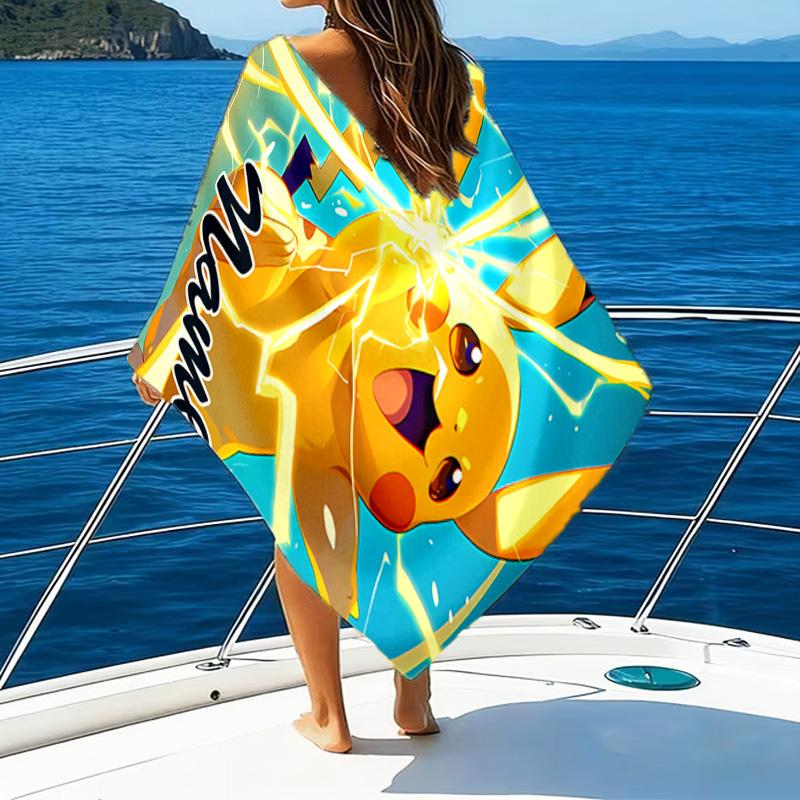 1pc Pika1 Beach Towel with Custom Name, Beach/Swimming/Bath/Picnic/Camping Towel, Suitable for Seaside Beaches