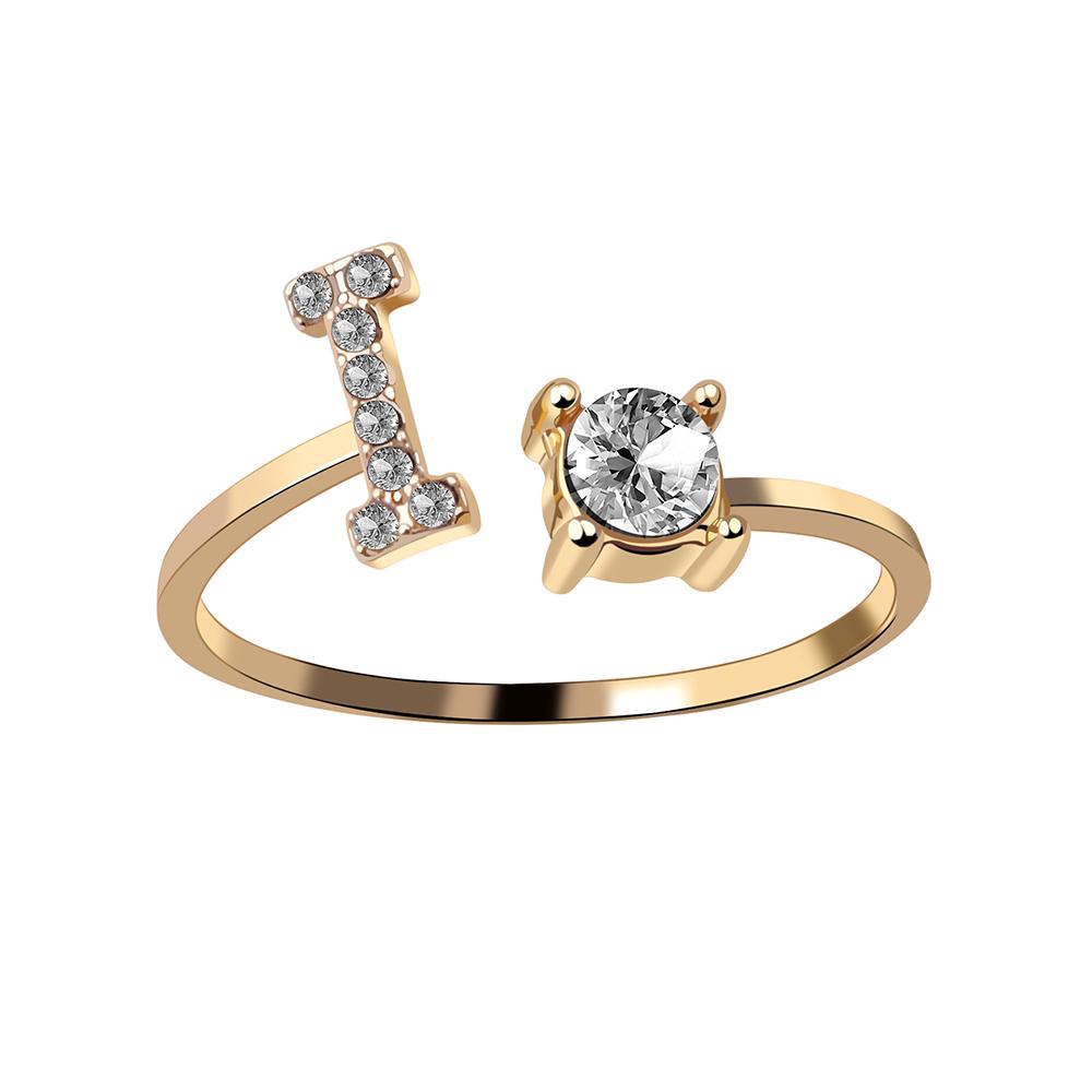 

High Quality Silver Color Zircon A-Z Valentine Rings Initial Letters Rings Women Fashion Jewerly Gift Adjustable Silver Color