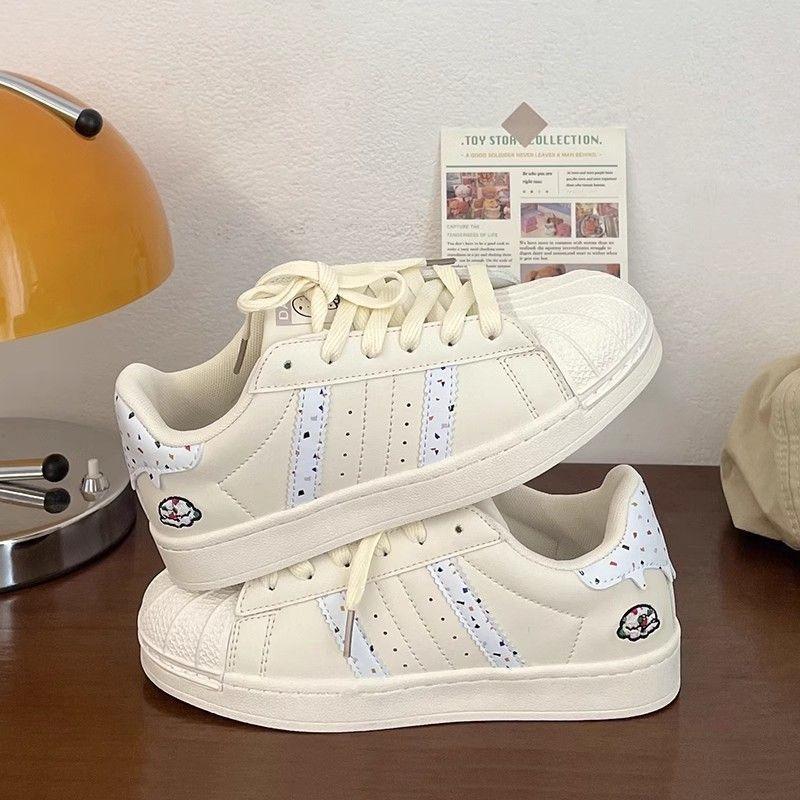 Cream Ice Cream Retro Sports Skateboard Shoes Women's Spring New Student Versatile Shell Head White Shoes