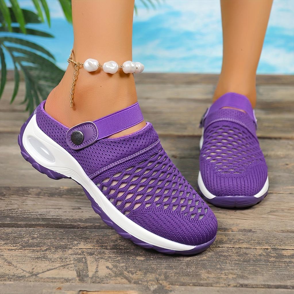 Nowe letnie damskie sandały wsuwane - Oddychająca siateczkowa cholewka z paskiem na kostkę, Wygodna podeszwa EVA i wsparcie łuku stopy