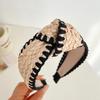 New Arrival Wide PU Headband Knit Hairband with Broad Edge Vintage Hair Accessory Trendy Knitted Hair Bands for Girls