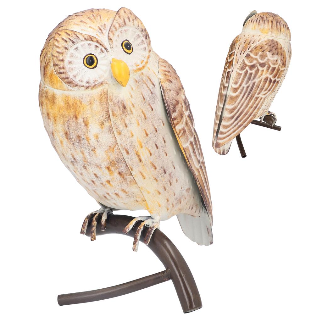 Eulenskulptur Eisen Lebensecht Dekorative Schreibtisch Eulenstatue Handwerk Ornament für Garten Zuhause Büro