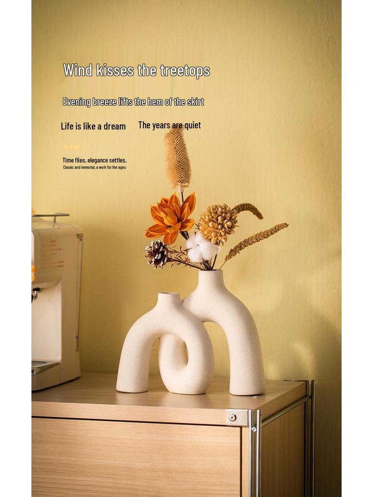 Nordic Style White Ceramic Vase for Elegant Living Room Flower Arrangements