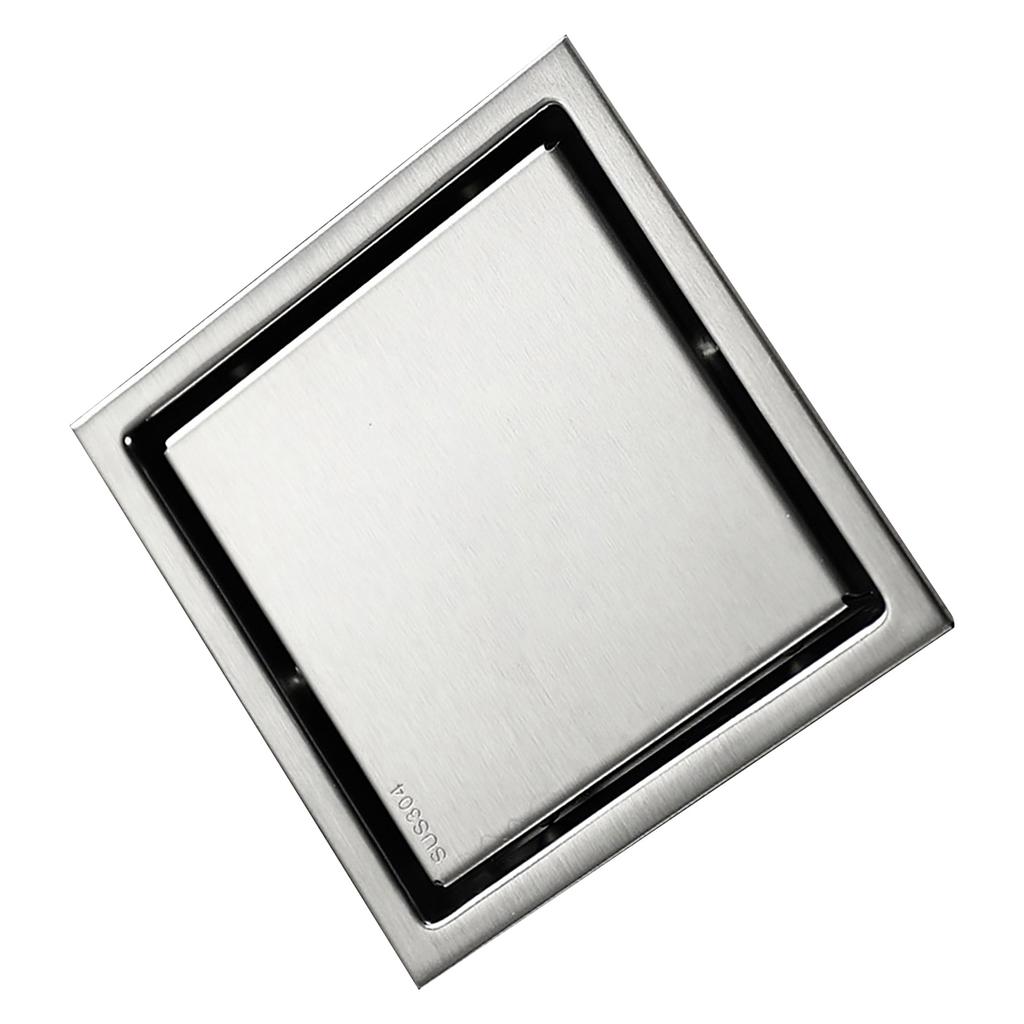 Floor Drain Stainless Steel Rollover Type Brushed Odor Resistant Concealed Waste Grate for Bathroom
