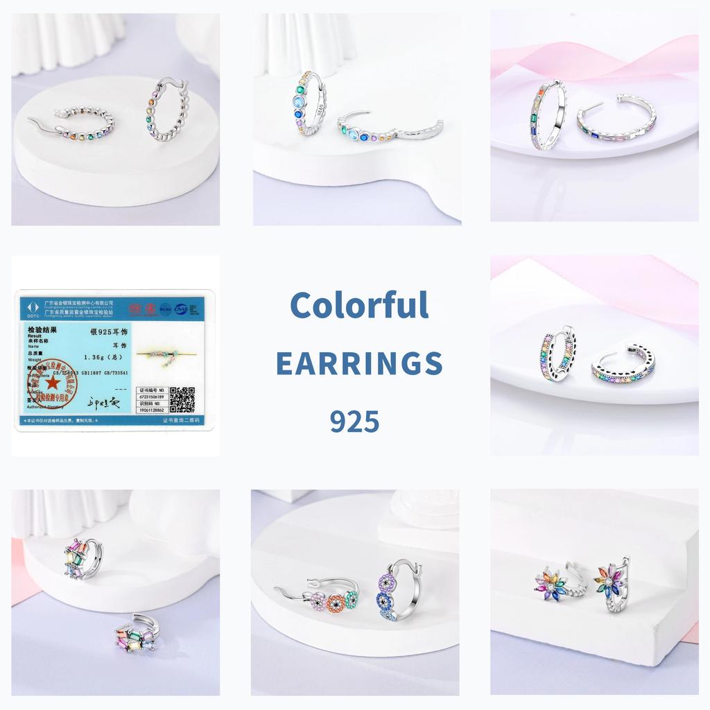 Purple Zircon Hoop Earrings 925 Silver U-shaped Liquid Metal Love Heart Fashion Earrings For Women Jewelry