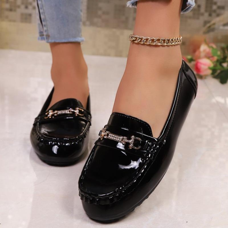 

Женские туфли на плоской подошве, модные, с круглым носком, на низком каблуке, повседневные, большого размера, без застежек, весна-осень, однотонные женские туфли на плоской подошве 36 чёрный