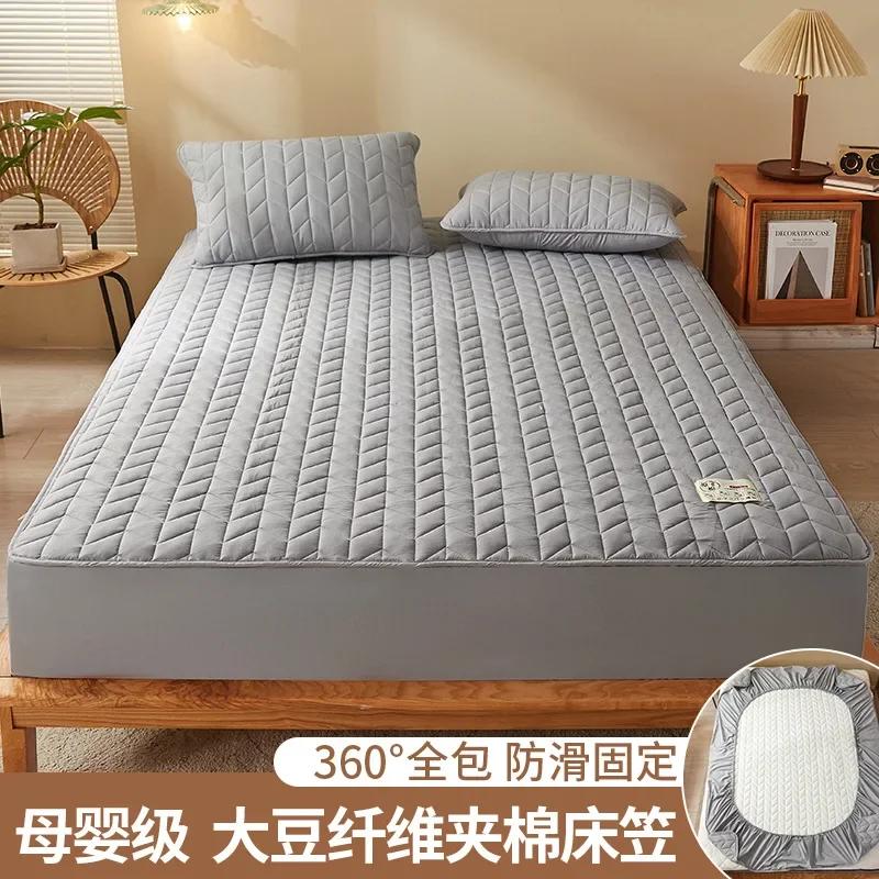 

High Quality Soy Fibre Quilted Mattress Cover 100% Cotton King Queen Customized Quilting Bed Cover Not Including Pillowcase 90x200cm 1pcs