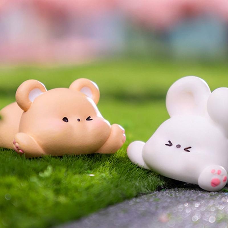 6pcs Cartoon Animal Desk Ornaments Resins Decorative Miniature Figurines Accessories for Kids Room and Living Room Table