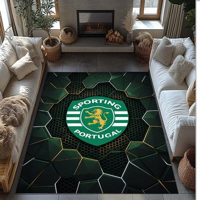 Sporting CP FC Soccer Football Pattern Soft Area Rug Non Slip Indoor Floor Carpet Sports Decor Mat for Bedroom