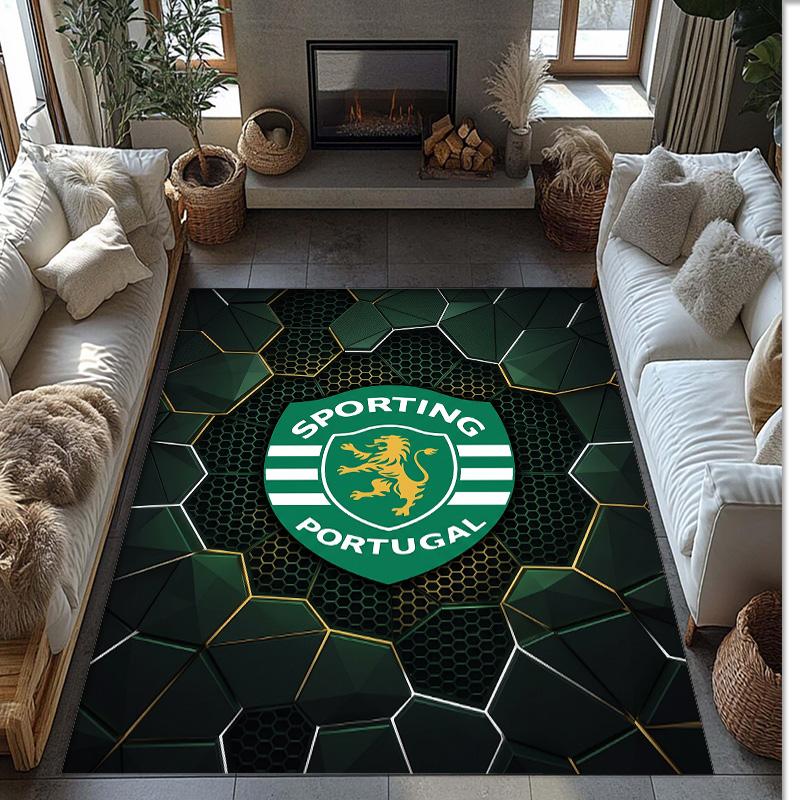 Sporting CP FC Soccer Football Pattern Soft Area Rug Non Slip Indoor Floor Carpet Sports Decor Mat for Bedroom