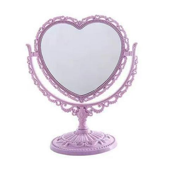 Specchio per Trucco Retro a Forma di Cuore Double-Sided Stile Coreano con Piccolo Design da Tavolo Europeo