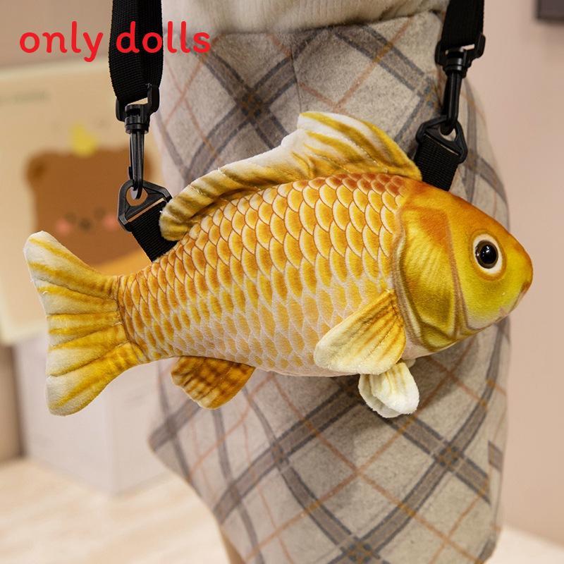 

Simulated Koi And Crucian Carp Plush Toy Crossbody Bag For Kids And Teens Soft Polyester Material KoiFish