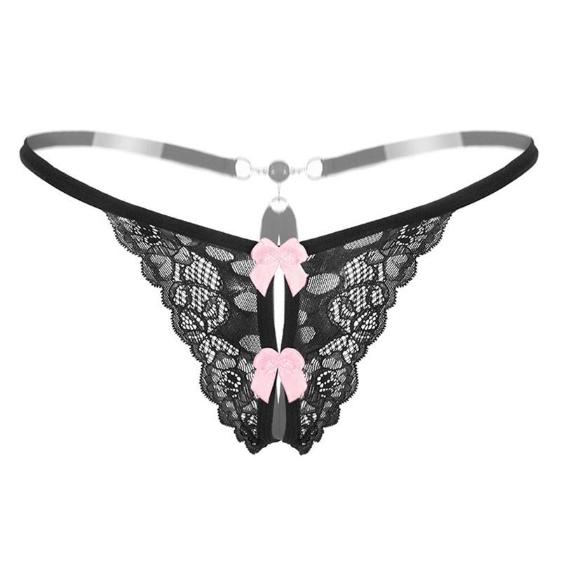 Lace Panties For Sex Open Crotch Briefs With Pearls Women Thongs And G Strings Sexy Transparent Lingerie Underwear