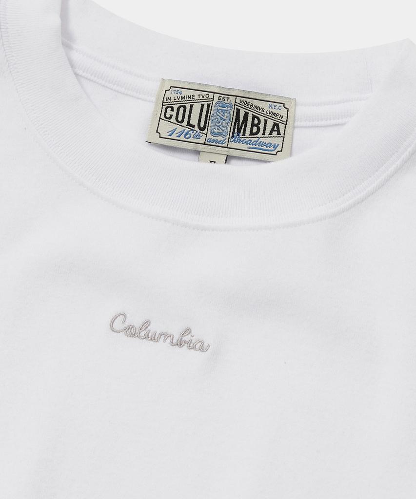 COLUMBIA UNIVERSITY Tiny Script Logo Women Slim-Fit S/S T-Shirts White